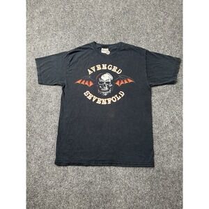 Mens Band T-Shirt Avenged Sevenfold Skull Bat Wings Black 2006, Size M